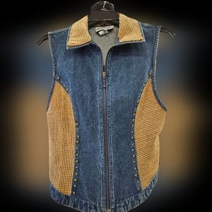 UPCYCLED "Stonebridge" Denim, Textile, Studded Vest 8P